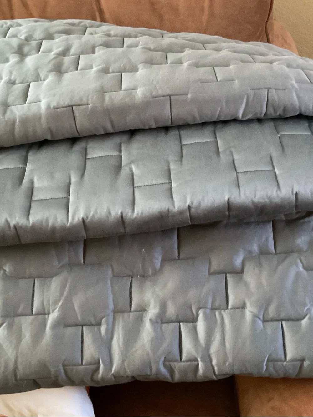 Crate & Barrel Palazzo Grey Quilted Set Of 3 Euro Shams 26x26”
